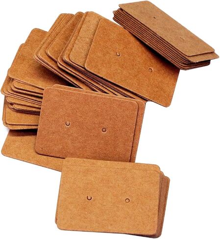 TIAMALL 200 PCS Earring Display Cards Kraft Paper Earrings Tags Ear Stud Earring Card with 200 Pcs Self-Sealing Bags (Brown) in Saudi Arabia