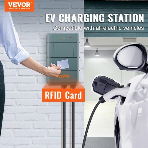 VEVOR Level 2 Electric Vehicle Charging Station, 0-40A Adjustable, 9.6 kW 240V NEMA 14-50 Plug Smart EV Charger with WiFi, 22-Foot TPE Charging Cable for Indoor/Outdoor Use, ETL&Energy Star Certified in Saudi Arabia