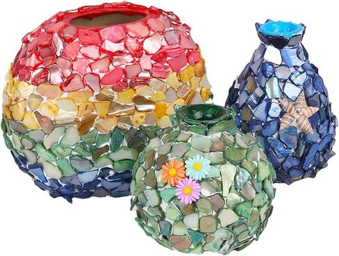 100g Shell Mixed Color Mosaic Tiles Mosaic Glass Pieces for Home Decoration or DIY Crafts, Natural Shell Irregular Size (Rose Red) in Saudi Arabia
