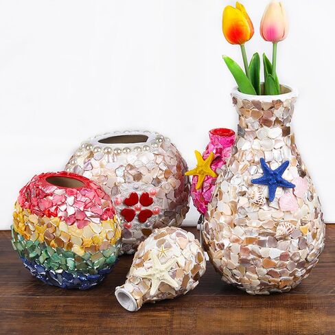 100g Shell Mixed Color Mosaic Tiles Mosaic Glass Pieces for Home Decoration or DIY Crafts, Natural Shell Irregular Size (Rose Red) in Saudi Arabia