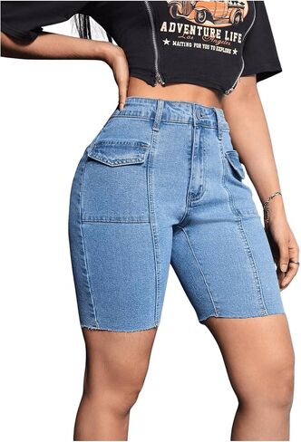 Floerns Women's Casual Lightweight Raw Hem Jeans Bermuda Denim Shorts in Saudi Arabia