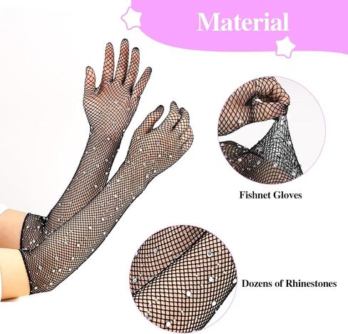 2 Pairs Mesh Fishnet Gloves Sheer Gloves Sparkly Gloves, Rhinestone Long Fishnet Gloves, Women Long Gloves, Mesh Glitter Gloves, Sheer Bridal Gloves Wedding Gloves(Black&Skin Color) in Saudi Arabia