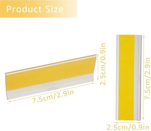 200 Pcs 3 x 1 Inch Self Adhesive Label Holders with Paper Label Inserts, Clear Shelf Tag Label Holders Adhesive Shelf Labels for Supermarket Bookshelf Mailbox Storage Bins in Kuwait