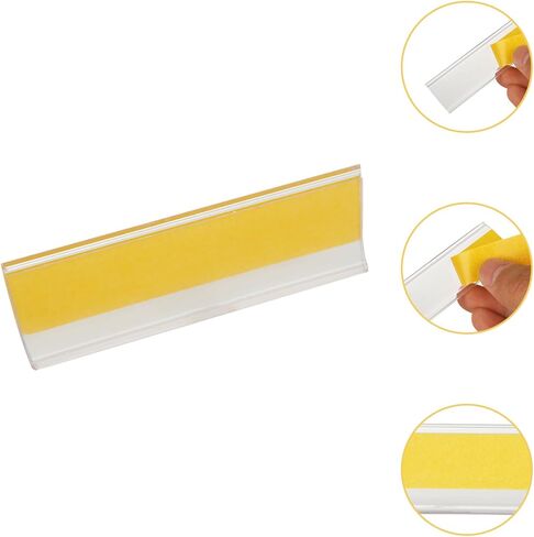 200 Pcs 3 x 1 Inch Self Adhesive Label Holders with Paper Label Inserts, Clear Shelf Tag Label Holders Adhesive Shelf Labels for Supermarket Bookshelf Mailbox Storage Bins in Kuwait