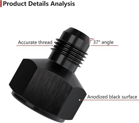 APIELE 8AN Female to 6AN Male Flare Aluminum Black Reducer Adapter (AN8-AN6-2PCS) in Saudi Arabia
