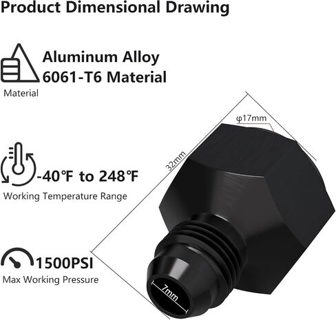 APIELE 8AN Female to 6AN Male Flare Aluminum Black Reducer Adapter (AN8-AN6-2PCS) in Saudi Arabia
