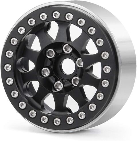 Aluminum Alloy 1.9" Beadlock Wheels Rims Hub for RC 1/10 TRX4, Axial SCX10-II, D90 Scale RC Crawler Car (Bright Silver+Bright Black) in Saudi Arabia