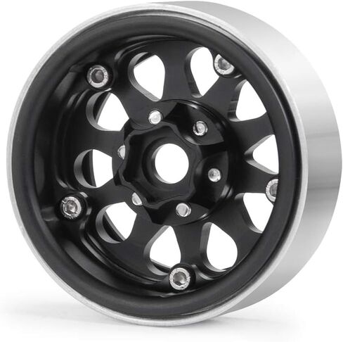 Aluminum Alloy 1.9" Beadlock Wheels Rims Hub for RC 1/10 TRX4, Axial SCX10-II, D90 Scale RC Crawler Car (Bright Silver+Bright Black) in Saudi Arabia