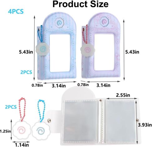 قطعتين 3 بوصة Kpop Photocard Binder أزرق وردي مجوف Kpop Photocard حامل كتاب كارتون ألبوم صور صغير سلسلة المفاتيح حامل بطاقة الصورة مع قلادة بطاقة الصورة الموثق بطاقة صور صغيرة كتاب in Kuwait