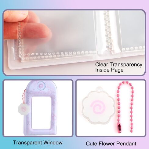 قطعتين 3 بوصة Kpop Photocard Binder أزرق وردي مجوف Kpop Photocard حامل كتاب كارتون ألبوم صور صغير سلسلة المفاتيح حامل بطاقة الصورة مع قلادة بطاقة الصورة الموثق بطاقة صور صغيرة كتاب in Kuwait