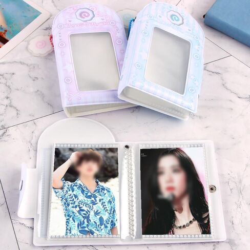 قطعتين 3 بوصة Kpop Photocard Binder أزرق وردي مجوف Kpop Photocard حامل كتاب كارتون ألبوم صور صغير سلسلة المفاتيح حامل بطاقة الصورة مع قلادة بطاقة الصورة الموثق بطاقة صور صغيرة كتاب in Kuwait