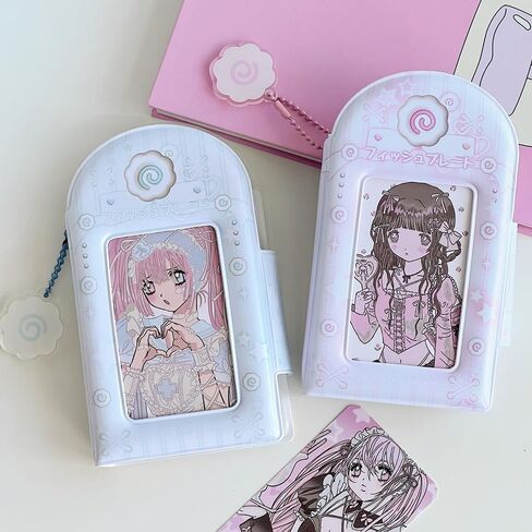 قطعتين 3 بوصة Kpop Photocard Binder أزرق وردي مجوف Kpop Photocard حامل كتاب كارتون ألبوم صور صغير سلسلة المفاتيح حامل بطاقة الصورة مع قلادة بطاقة الصورة الموثق بطاقة صور صغيرة كتاب in Kuwait