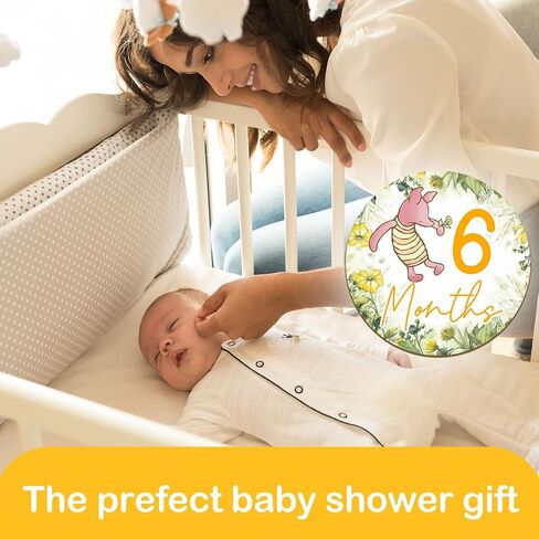 7 Pcs Winnie Baby Monthly Milestone Circles, Double Sided Baby Months Wooden Signs With Storage Bags, Baby Monthly Announcement Wooden Discs for Adorable, Milestone Pictures of Your Newborn Boy & Girl in Saudi Arabia