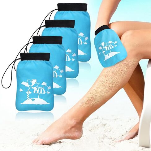 Juome 4 قطع مزيل الرمال للشاطئ، حقيبة إزالة الرمال على شكل قفاز، فرشاة تنظيف الحقيبة لإزالة الرمال، ملحقات أساسيات الشاطئ التي يجب اقتناؤها للنساء والأطفال in Kuwait