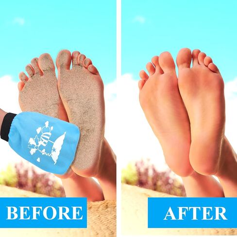 Juome 4 قطع مزيل الرمال للشاطئ، حقيبة إزالة الرمال على شكل قفاز، فرشاة تنظيف الحقيبة لإزالة الرمال، ملحقات أساسيات الشاطئ التي يجب اقتناؤها للنساء والأطفال in Kuwait