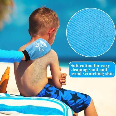 Juome 4 قطع مزيل الرمال للشاطئ، حقيبة إزالة الرمال على شكل قفاز، فرشاة تنظيف الحقيبة لإزالة الرمال، ملحقات أساسيات الشاطئ التي يجب اقتناؤها للنساء والأطفال in Kuwait