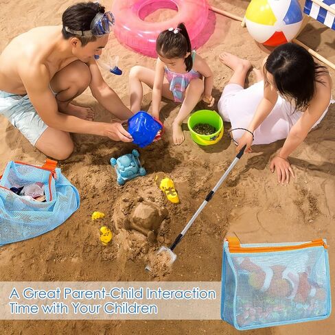 منخل أسنان القرش، قطعتان من منخل الرمل للشاطئ مع قطعتين من أكياس الصدفة، أدوات قصف للشاطئ للبالغين والأطفال، مغرفة صدفة للشاطئ بمقبض طويل، مغرفة صخرية لصيد الصخور in Kuwait