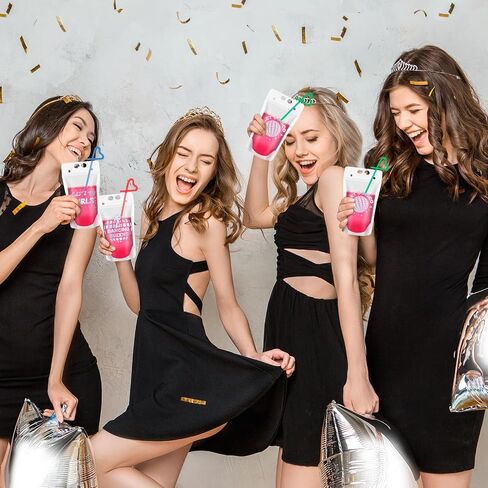 30 Pcs Disco Party Drink Pouches with Straws Bachelorette Party Drink Bags 70s Party Reusable Plastic Juice Pouches Reclosable Zipper Smoothie Pouches for Dance Disco Party Supplies in Saudi Arabia