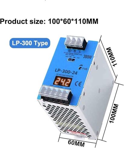 1 قطعة LP 300 واط 12 فولت 24 فولت 48 فولت 23A 12.5A 6.25A DIN السكك الحديدية نموذج التيار المتناوب تيار مستمر LED شاشة ديجيتال تحويل التيار الكهربائي إخراج واحد (LP-300-12V 23A) in Saudi Arabia