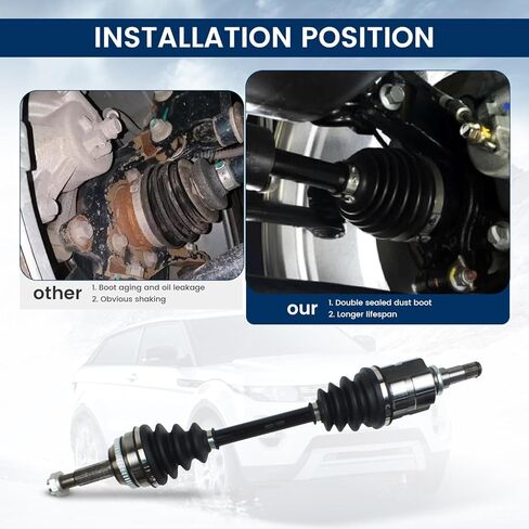 مجموعة عمود محور السيرة الذاتية الأمامية متوافقة مع Toyota Corolla L4 1.8L 2003-2008 ناقل الحركة الأوتوماتيكي، مفصل السيرة الذاتية نصف عمود أمامي يسار للسائق استبدال # 4342002340 4342002380 665218 66-5218 NCV69583 in Kuwait