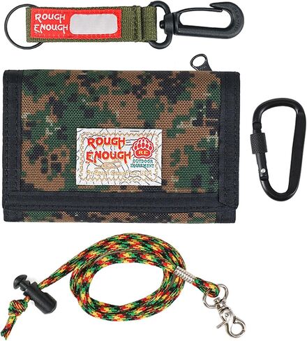 Rough Enough Kids Wallet for Boys Teen with Neck Lanyard Keychain Card Holder American Flag, Camo in Saudi Arabia