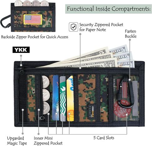 Rough Enough Kids Wallet for Boys Teen with Neck Lanyard Keychain Card Holder American Flag, Camo in Saudi Arabia