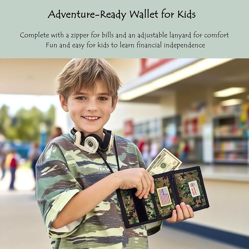 Rough Enough Kids Wallet for Boys Teen with Neck Lanyard Keychain Card Holder American Flag, Camo in Saudi Arabia
