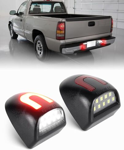 Red U-shaped Full LED License Plate Lights Tag Lamp Assembly for Silverado & Sierra 1500 2500 3500 HD/Avalanche/Tahoe/Suburban/Traverse/Yukon/Yukon XL/Escalade & ESV/EXT Pickup White/Red Tag Lamp,2PCS in Saudi Arabia