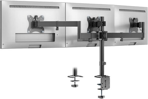Dual Monitor Stand, Heavy Duty Vertical Stack Monitor Mount for 2 Screens Up to 32", Extra Tall 31.6" Pole Monitor Desk Mount, VESA 75x75/100x100, with C Clamp/Grommet Base, Black in Saudi Arabia