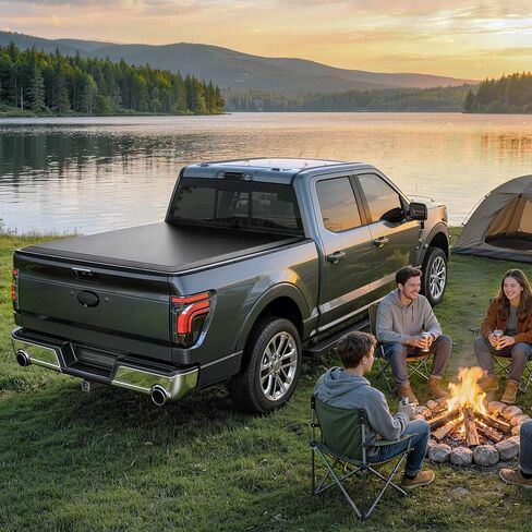 غطاء تونيو ناعم قابل للطي متوافق مع طراز 1983-2011 Ford Ranger بطول 6 أقدام (71.8-72.7 بوصة) من Styleside/Fleetside، العرض الداخلي 54.25 بوصة، غطاء سرير شاحنة أسود مناسب لجميع الأحوال الجوية in Kuwait