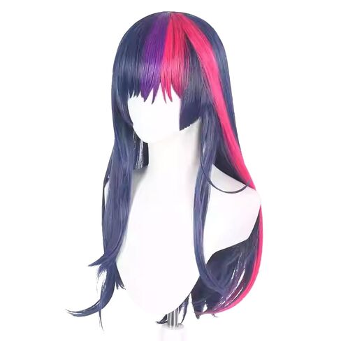 Cosplay Long Curly Purple Pony Costume Wig with Bangs Dark Purple Anime Cosplay Wigs for Women Halloween Party (Curly) in Saudi Arabia