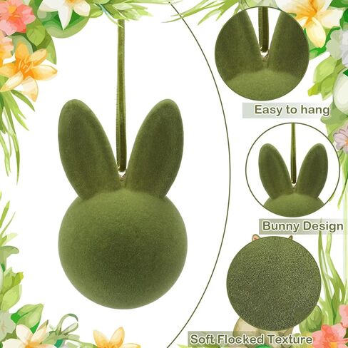 12 Pcs Easter Bunny Hangings, Pastel Flocked Easter Rabbit Ornaments, Decorative Spring Tree Ornaments Decoration for Home Office Party Gifts in Saudi Arabia