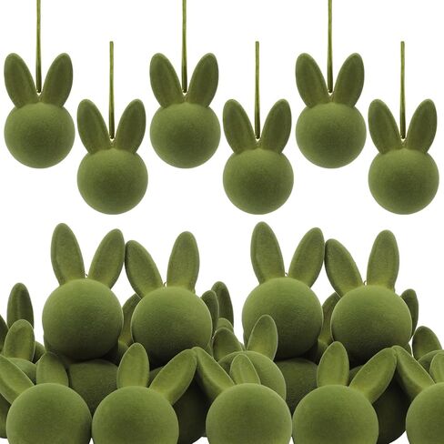 12 Pcs Easter Bunny Hangings, Pastel Flocked Easter Rabbit Ornaments, Decorative Spring Tree Ornaments Decoration for Home Office Party Gifts in Saudi Arabia