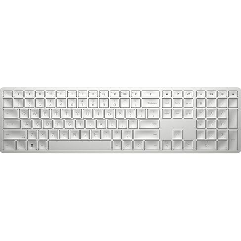 لوحة مفاتيح HP 970 لاسلكية قابلة للبرمجة (فضي) - بلوتوث واتصال لاسلكي متعدد الأجهزة بسرعة 2.4 جيجا هرتز - بطارية قابلة لإعادة الشحن USB-C - 24 مفتاحًا قابلاً للبرمجة - تعمل مع Windows وMacOS (3Z729AA#ABA) in Kuwait