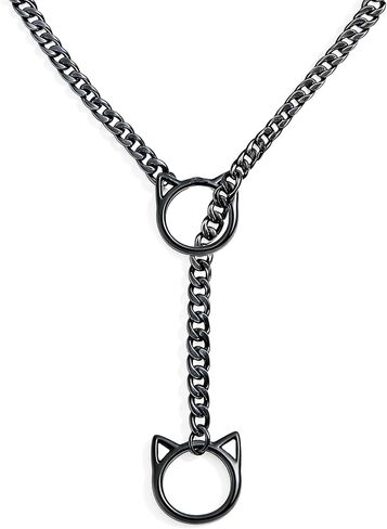 Cat O-Ring Slip Chain Necklace Stainless Steel Cuban Chain Punk Choker Necklace Jewelry Gift for Women in Saudi Arabia
