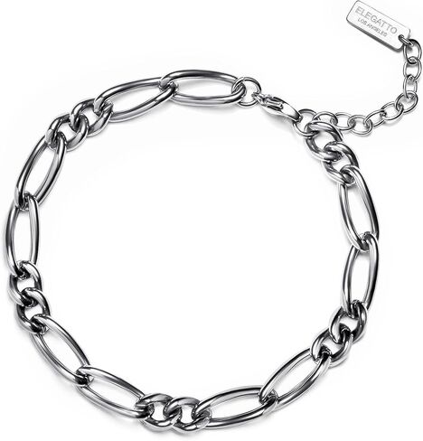 Elegatto Premium Inteletto Figaro Chain Bracelet for Men | Pure 316L Stainless Steel Weaves | Men’s Designer Jewelry Bracelets in Saudi Arabia