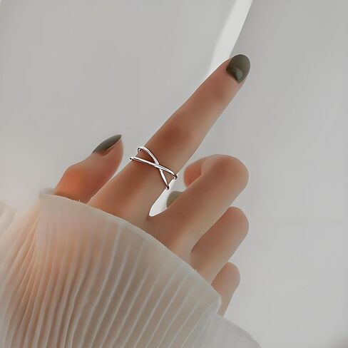 HUASAI Silver Thumb Rings for Women Knuckle Cross Rings Stackable Statement Ring Trendy Christmas Gifts Jewelry in Saudi Arabia