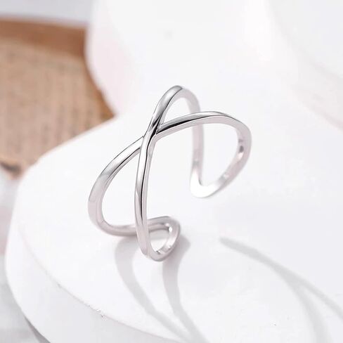 HUASAI Silver Thumb Rings for Women Knuckle Cross Rings Stackable Statement Ring Trendy Christmas Gifts Jewelry in Saudi Arabia