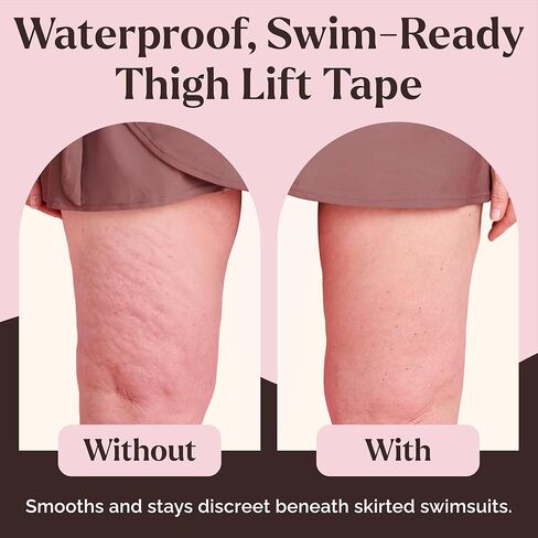 Skinnies Instant Swimmers Thigh Lift Tape - Patented & Made in USA - Waterproof, Clear Adhesive Strips Instantly Lift Loose Skin and Smooth Cellulite - Wear Discretely Under Skirted Swimsuit - 5 Pairs in Saudi Arabia