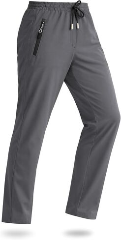 Men's Lightweight Athletic Pants Elastic Waist Hiking Water Resistant Quick Dry Jogging Sweatpants with Zipper Pockets in Saudi Arabia