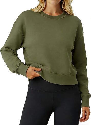 MAPICK المرأة اقتصاص تجريب البلوز المتضخم Crewneck كم طويل خفيف الوزن كنزة صوفية قطنية كاجوال Athleisure in Kuwait