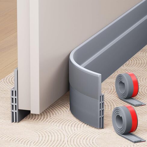 2 Pack Under Door Draft Stopper, Adjustable Door Sweep Anti-Collision Strong Adhesive Weather Stripping Tape Soundproof Draught Stoppers 2" W x 39" L, Black in Saudi Arabia