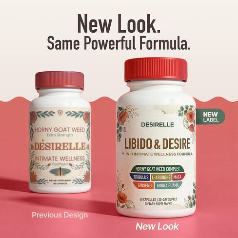 Female Libido Booster for Women Fast Acting with Tribulus Terrestris - Hornygoatweed for Women, Mood Support Supplement Enhancer Pills with Maca Root, Ginseng for Hormonal Balance - 60ct Desirelle in Saudi Arabia