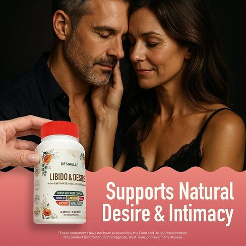 Female Libido Booster for Women Fast Acting with Tribulus Terrestris - Hornygoatweed for Women, Mood Support Supplement Enhancer Pills with Maca Root, Ginseng for Hormonal Balance - 60ct Desirelle in Saudi Arabia
