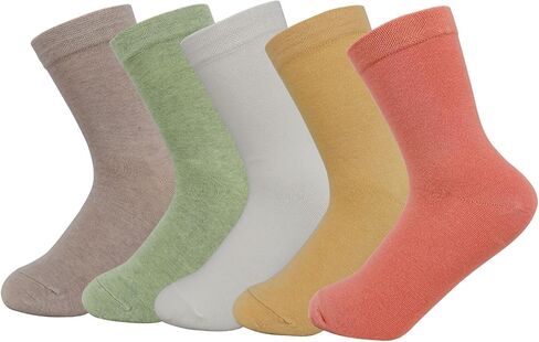 5 Pairs Women's Mid Crew Socks, Comfortable Soft Stretch Casual Half Crew Socks, Versatile Neutral Tones for Daily Wear in Saudi Arabia