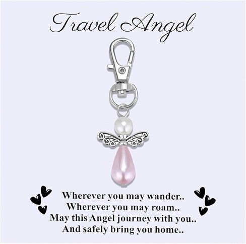 Travel Guardian Angel Charm Keychain, Safe Travels Good Luck Charm, Travel Gift for Traveler, Adventure Blessing Accessory in Kuwait