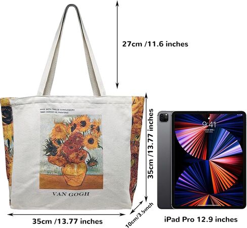 Keanoo Tote Bag Aesthetic for Women, Canvas Tote Bag with Zipper Cute Canvas Bag Shoulder Bag for Shopping Work Beach Gift in Saudi Arabia