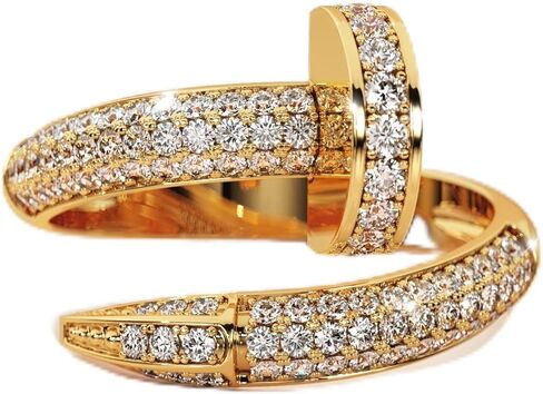 L & M Accessorize - 925 Sterling Silver 18K Yellow and White Gold Plated Nail Ring in Saudi Arabia