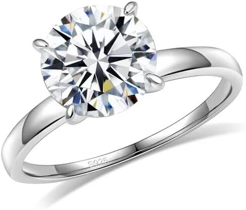 Aurora & Fiori 1/1.5/2/3 CT Round Moissanite Engagement Rings for Women,18K Gold Plated S925 Sterling Silver Ring Solitaire Moissanite Promise Ring For Her,D Color VVS1 Wedding Band Ring Size4-10 in Saudi Arabia