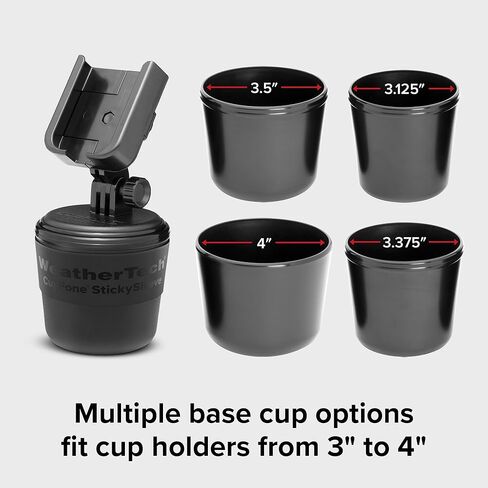 WeatherTech CupFone, Universal Cup Holder Phone Mount for Cars – Adjustable & Secure Fit with Open Access for Charging – Compatible with iPhone, Android - Plastic Knobs, Black in Saudi Arabia